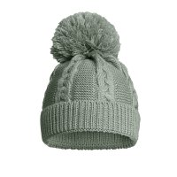 EH800-SG: Sage Eco Cable Knit Hat w/Pom Pom (0-12M)